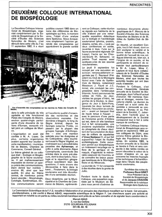 Extrait de Spelunca 1983