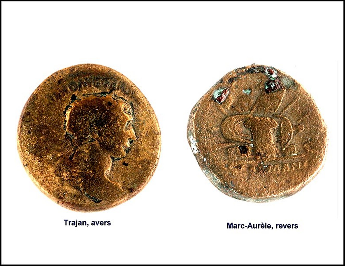 Monnaies Trajan et Marc-Aurèle
